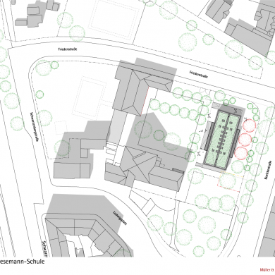 Lageplan der Mensa im Maßstab 1:500